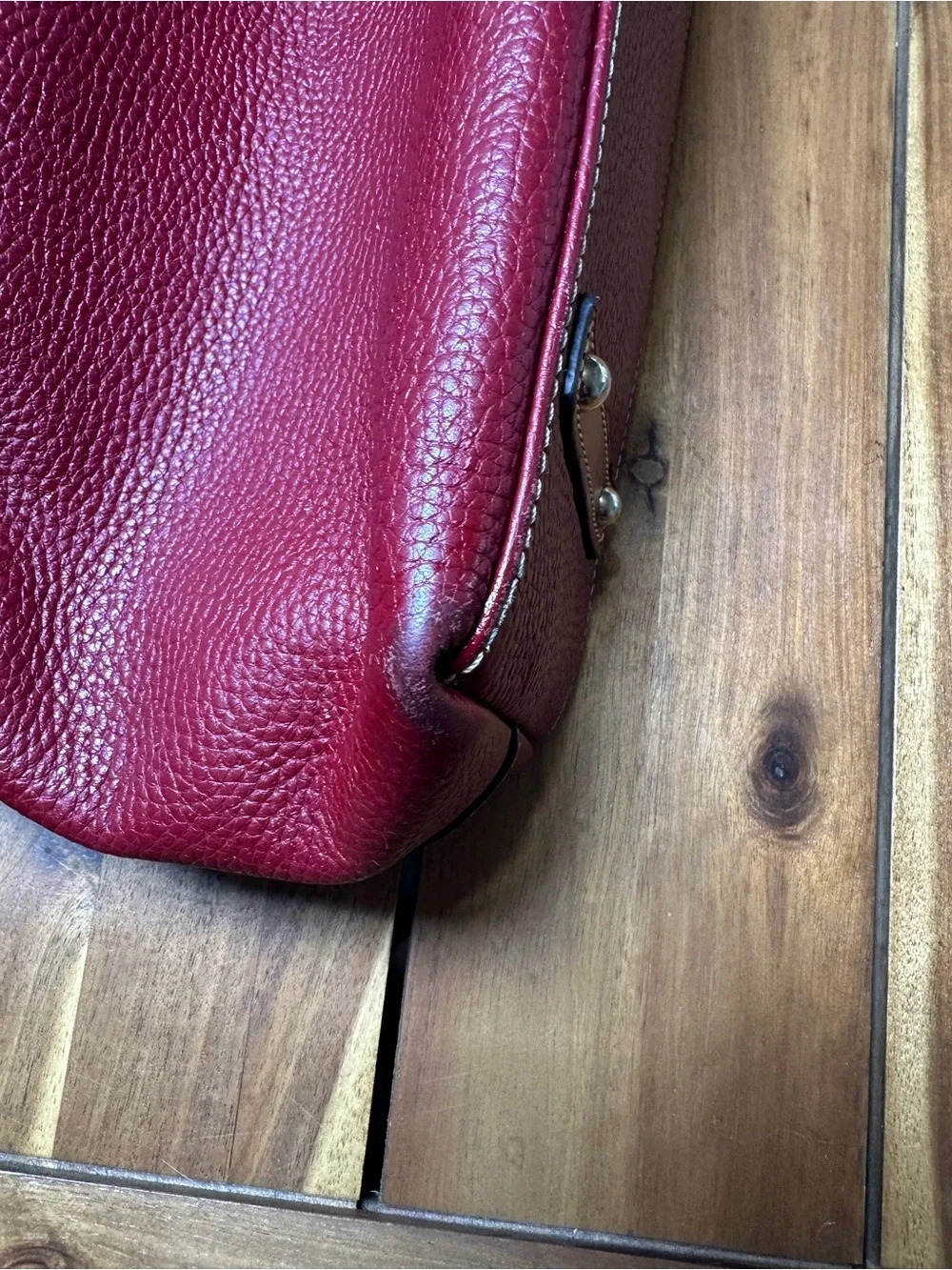Dooney & Bourke Burgundy Cooper Pebbled Leather Hobo with Tan Accents